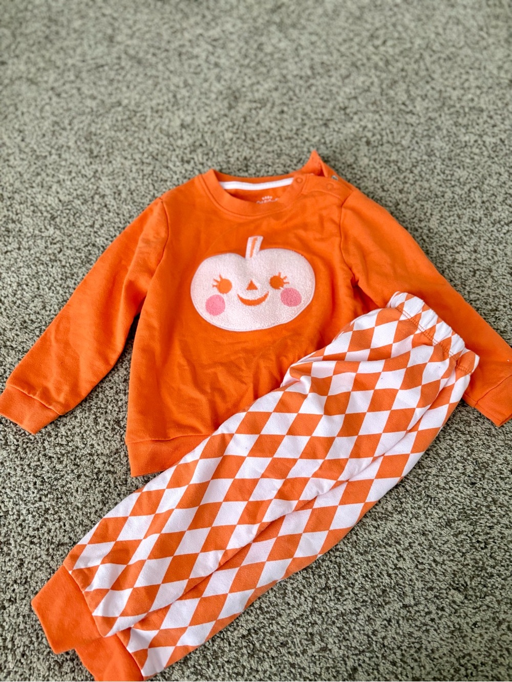 Orange Pumpkin Sweats Set for Kids - Cozy Two-Piece Sweats